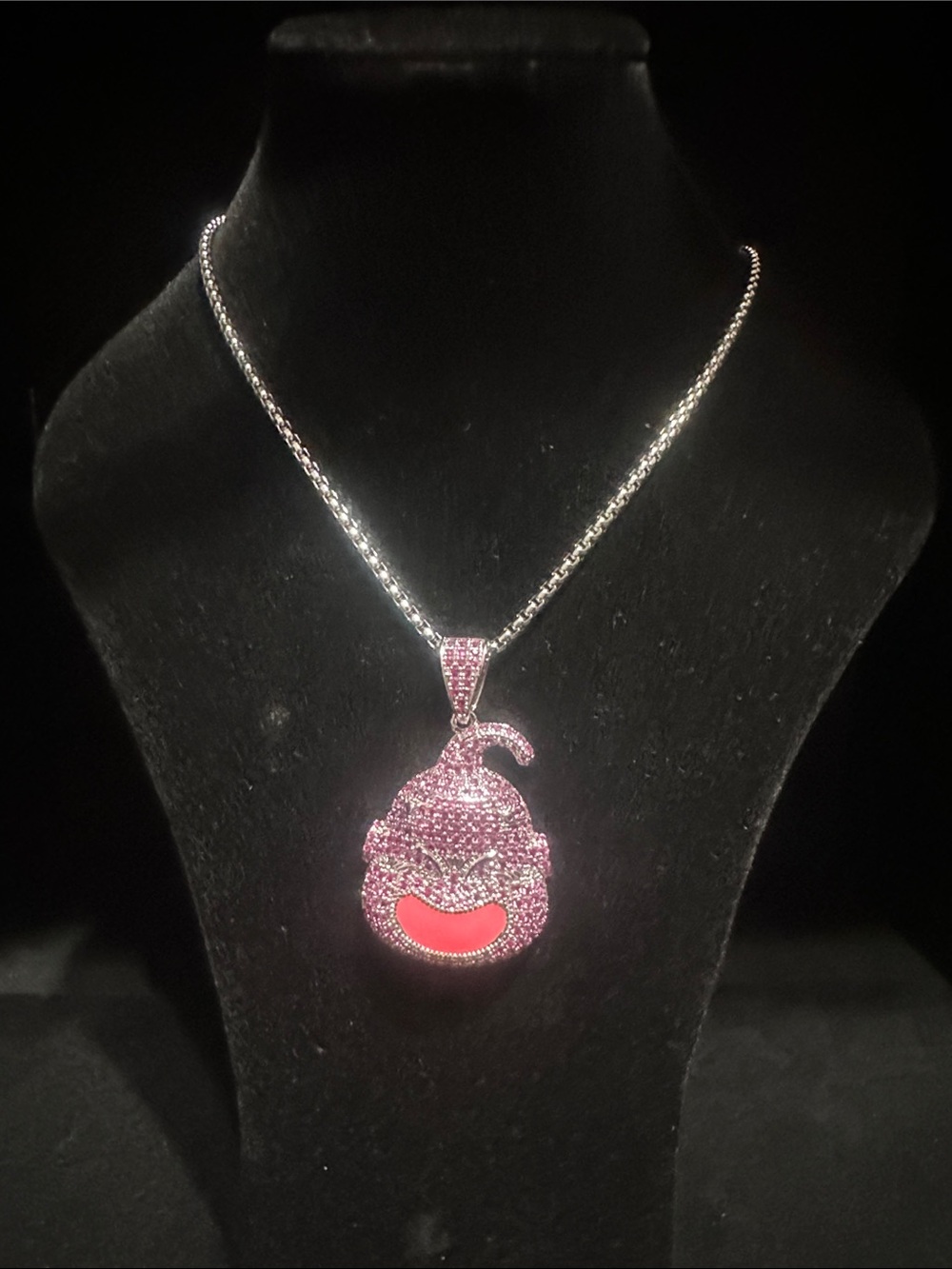 Pink Crystal Kid Buu Dragon Ball Pendant Necklace